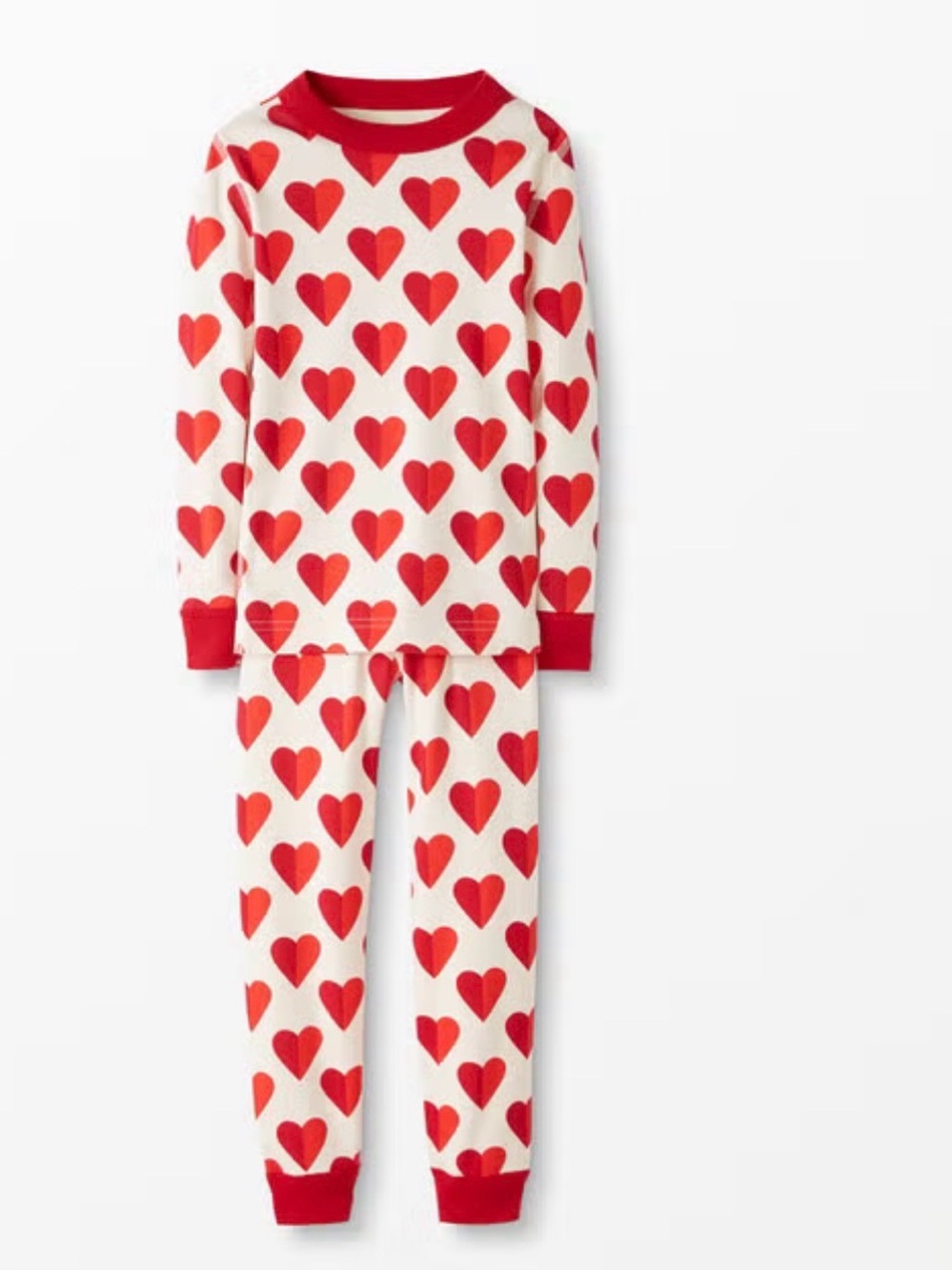 Hanna Andersson Kids Long John Pajama Set Sweet Heart Size 8 100% Cotton